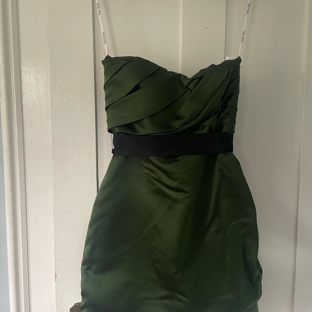 Vintage Elegant Green Strapless Dress by Vera Wang
